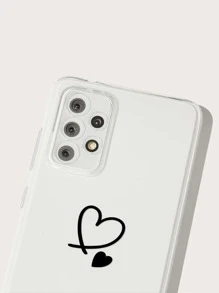 1pc Colorful Painted Heart Pattern Phone Case, 2pcs/Set Compatible With IPhone/Samsung Phones - Black and White - View 6