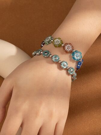 2入組花朵串珠手環