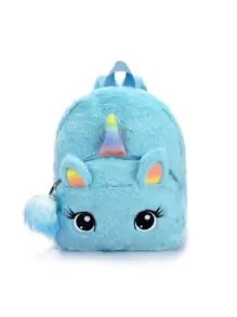 女孩卡通獨角獸設計毛茸茸異形包 - 藍色 - 查看 1