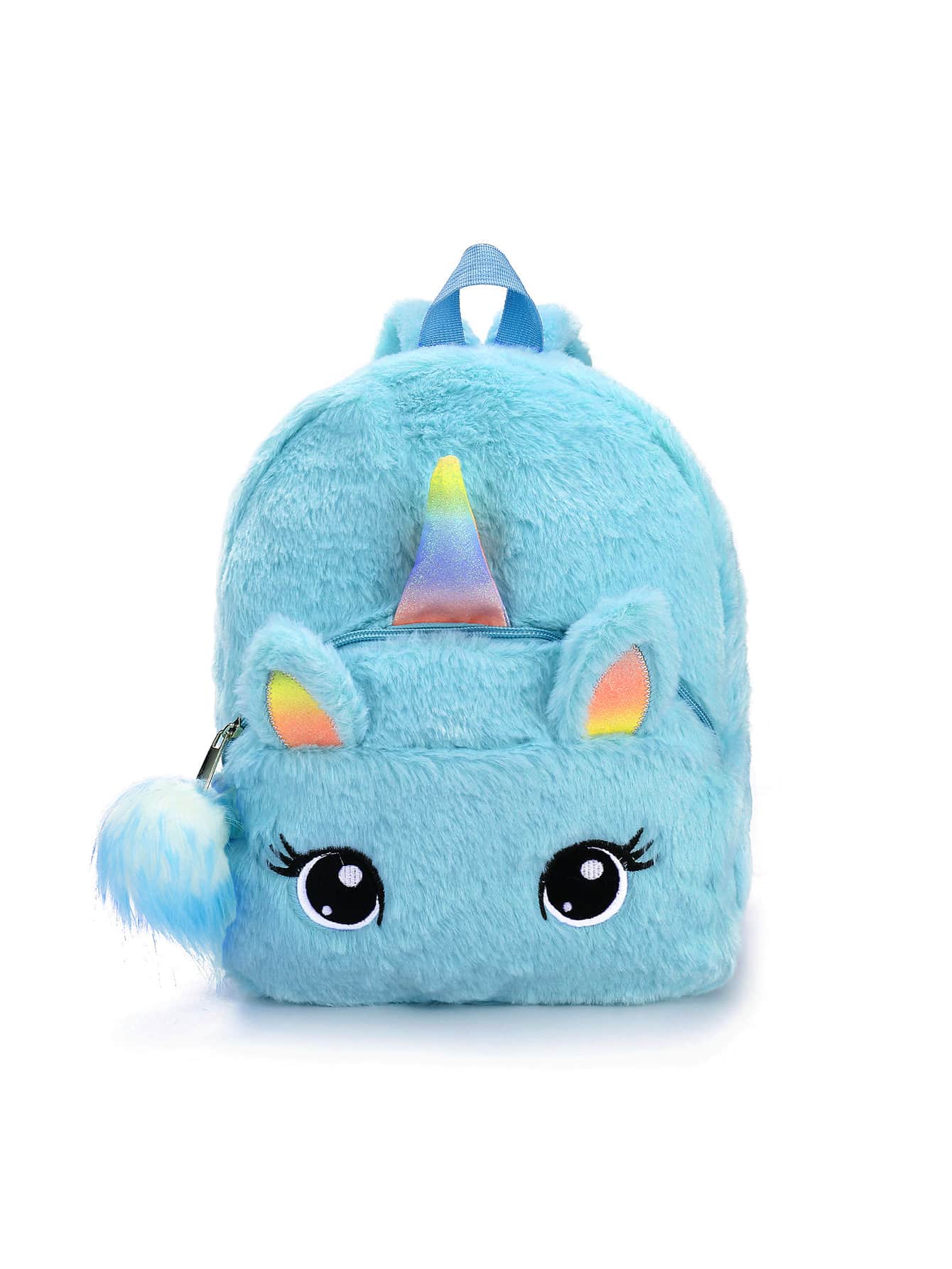 女孩卡通獨角獸設計毛茸茸異形包 - 藍色 - 查看 1