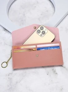 按扣長款錢包 - 粉色 - 查看 3