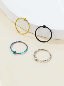 4 piezas/set Aro para la nariz con diseño de cuenta de acero inoxidable popular perforación Joya de cuerpo regalo para mujeres & Hombres - Multicolor - Ver 2