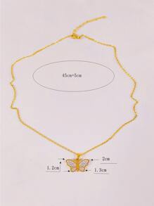 Butterfly Pendant Necklace - Yellow Gold - View 4