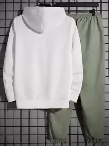 GENTILAND 男士標語圖案連帽衫和運動褲 - 彩色 - 查看 2