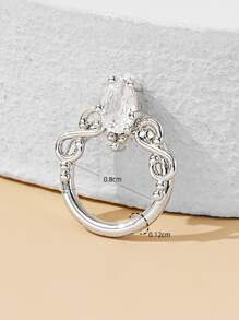 Cubic Zirconia Frog Decor Nose Ring Stainless Steel Popular Piercing Body Jewelry Gift For Women & Men - Silver - View 3