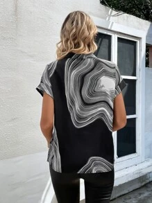 Chiquease Áo sơ mi nữ Đồ họa Giải trí - Đen và trắng - Xem 2