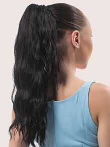 Medium Curly Ponytail Synthetic Hair Extension With Claw - Brown - View 1