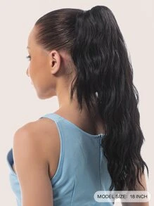 Medium Curly Ponytail Synthetic Hair Extension With Claw - Brown - View 2