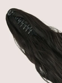 Medium Curly Ponytail Synthetic Hair Extension With Claw - Brown - View 3