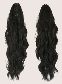 Medium Curly Ponytail Synthetic Hair Extension With Claw - Brown - View 7