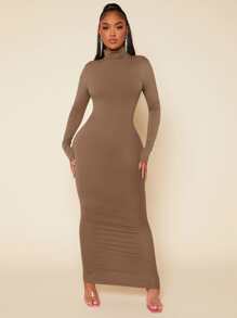 SHEIN SXY High Neck Solid Bodycon Dress