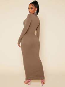 SHEIN SXY High Neck Solid Bodycon Dress