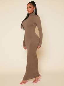 SHEIN SXY High Neck Solid Bodycon Dress