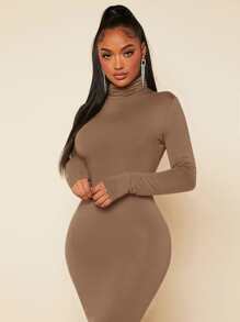SHEIN SXY High Neck Solid Bodycon Dress