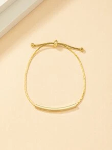 1pc Adjustable Metal Bracelet, Suitable For Women's Daily Wear - Yellow Gold - View 3