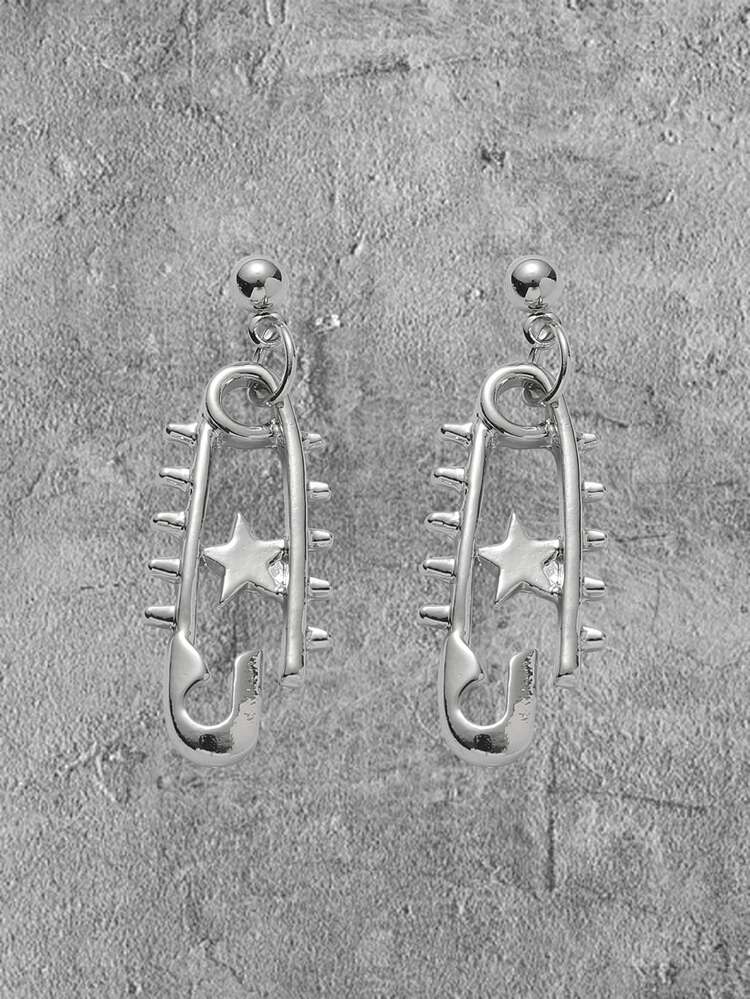 ROMWE Grunge Punk Hoa tai Đúng mốt - Bạc - Xem 1