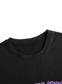 ROMWE MEN Guys Car And Letter Graphic Tee - Black - View 5