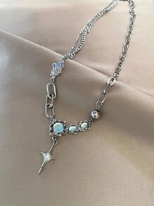 Bead Decor Star Charm Necklace - Multicolor - View 2