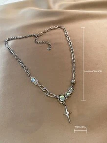 Bead Decor Star Charm Necklace - Multicolor - View 3