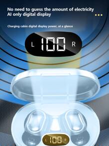 被动降噪入耳式触控 LED 显示屏 长效电池 HIFI 音质无线耳机 - 藍色 - 查看 5