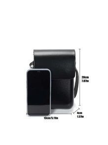 Mini Fashionable Versatile Vertical Shoulder Bag Crossbody Bag Waterproof Pu Leather Simple Solid Color Street Style Suitable For Girlfriend Gifts For Women/girls - Black - View 4