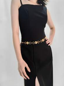 Round Decor Chain Belt - Gold - View 6