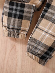 SHEIN Baby Girl Mock Neck Tee & Plaid Belted Pants, For Christmas - Multicolor - View 6