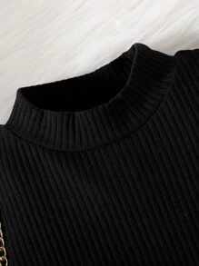 SHEIN Baby Girl Mock Neck Tee & Plaid Belted Pants, For Christmas - Multicolor - View 7