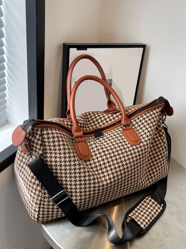 Houndstooth Pattern Double Handle Duffel BagTravel BagholidayLuggage
