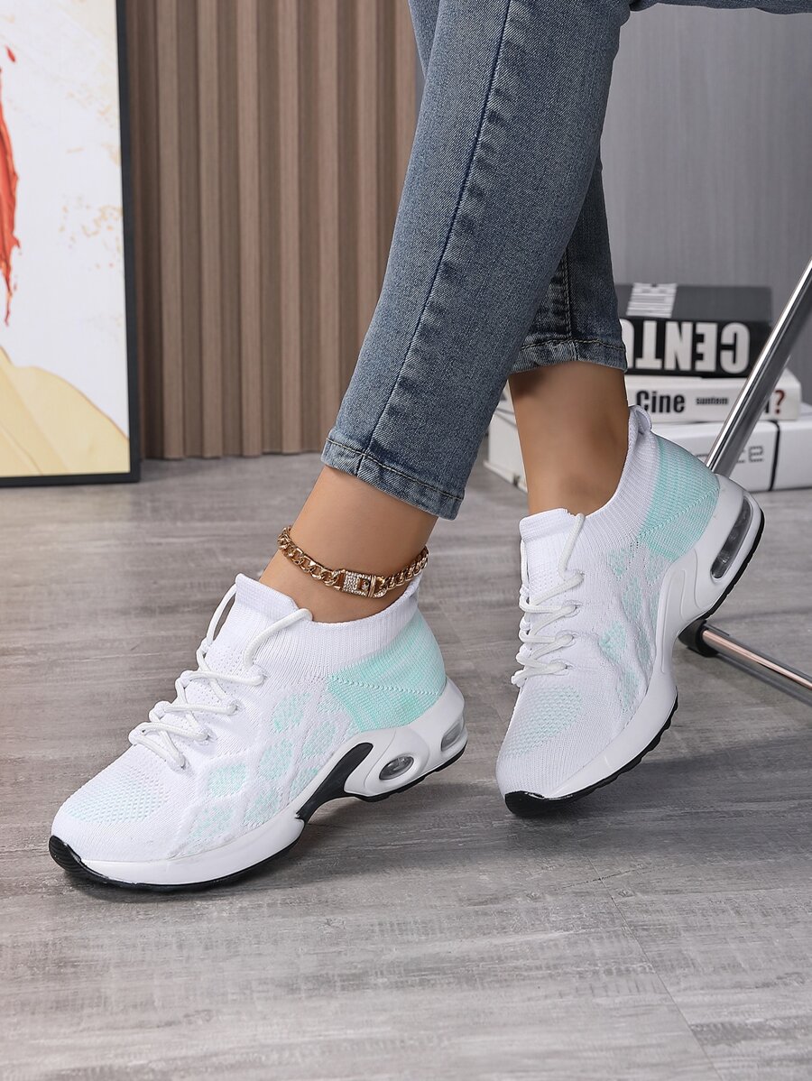 Knit Detail Lace-up Front Running Shoes - Multicolor - View 1