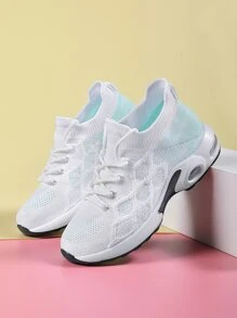 Knit Detail Lace-up Front Running Shoes - Multicolor - View 4