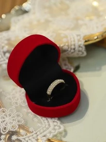 1pc Heart Design Ring Storage Box, Red Ring Box For Wedding Party, Gift For Valentine's Day, Room Decor - Red - View 1