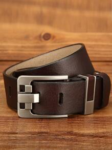 1pc Pin-buckle Cowhide Belt - Coffee Brown - View 5