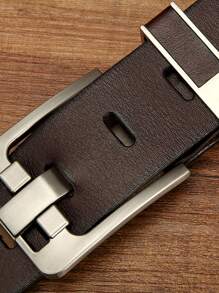 1pc Pin-buckle Cowhide Belt - Coffee Brown - View 4