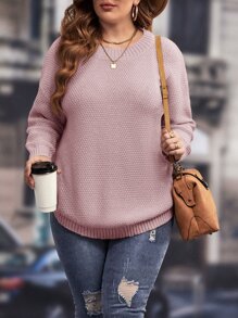 SHEIN LUNE 加大落肩弧形下摆毛衣，适合冬季