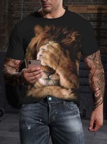 Manfinity LEGND Men 3D Lion Print Tee - Multicolor - View 1