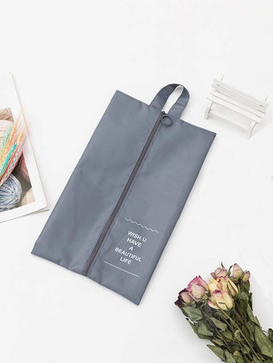 1 pieza Zapateros con estampado de slogan - Gris - Ver 1