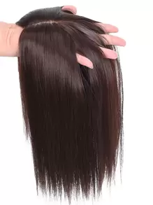 Short Straight Synthetic Hair Topper - Dark Brown - View 1