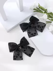 2个心形图案网纱蝴蝶结发夹，适合儿童，14+款优雅蝴蝶结发饰/简约百搭裙装