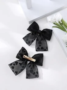 2个心形图案网纱蝴蝶结发夹，适合儿童，14+款优雅蝴蝶结发饰/简约百搭裙装