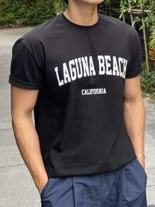 DAZY Men Letter Graphic Tee - Black - View 1