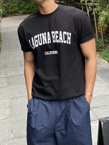 DAZY Men Letter Graphic Tee - Black - View 2