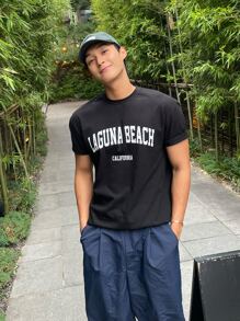 DAZY Men Letter Graphic Tee - Black - View 6