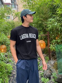 DAZY Men Letter Graphic Tee - Black - View 8