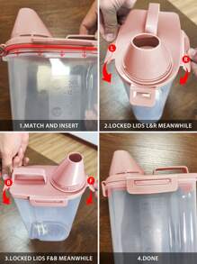 1pc Snap-On Pet Food Sealed Storage Pet Snack Storage Box - Pink - View 6