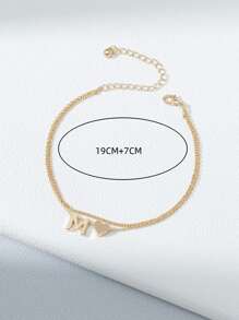 字母和心形裝飾分層腳鏈 - 金黃色 - 查看 3