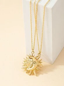2pcs Sun Pendant Necklace - Yellow Gold - View 3