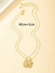 2pcs Sun Pendant Necklace - Yellow Gold - View 4