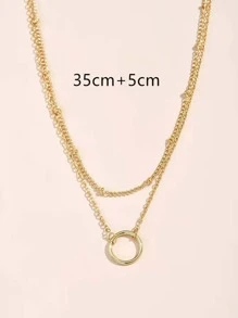 Round Charm Layered Necklace - Yellow Gold - View 3