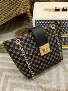 迷你滿版圖案旋鎖方包 - 彩色 - 查看 1